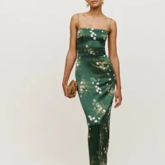 NWT Reformation Frankie Silk Dress Buena - Picture 2 of 9